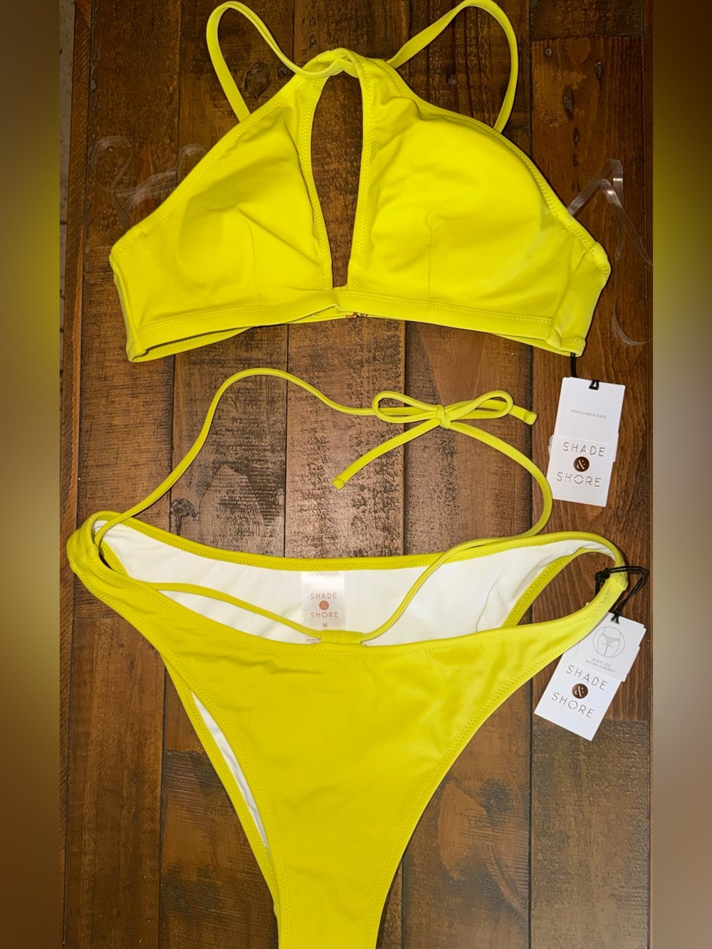 Shade & Shore Neon Yellow V-Plunge Bikini Two-Piece